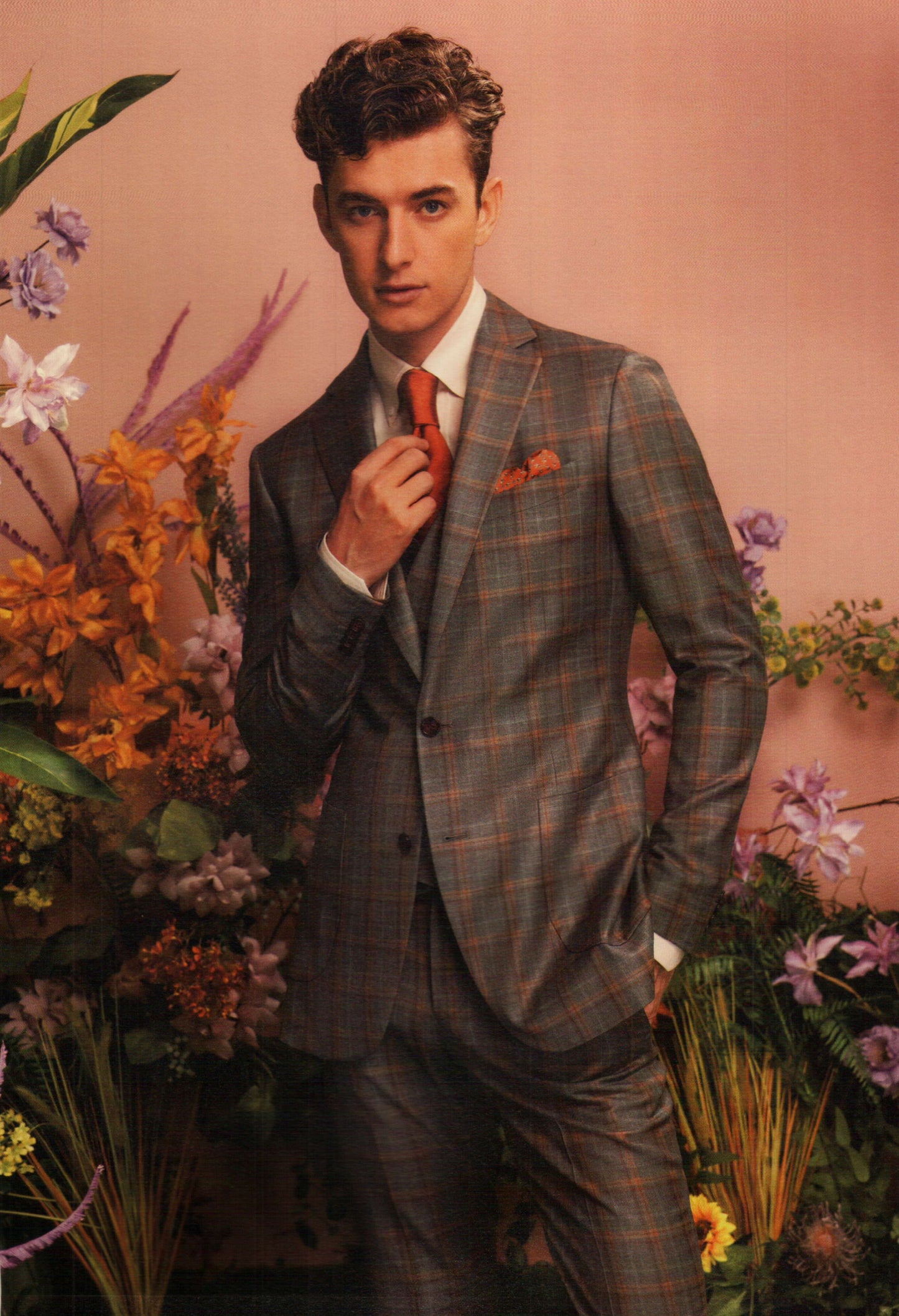 Classic Brown with Orange Window Pane Suit