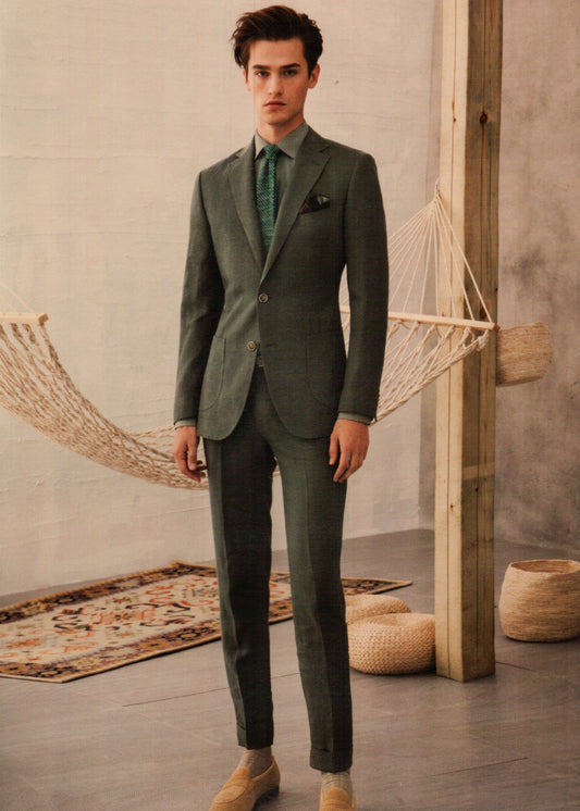 Classic Olive Green Solid Suit