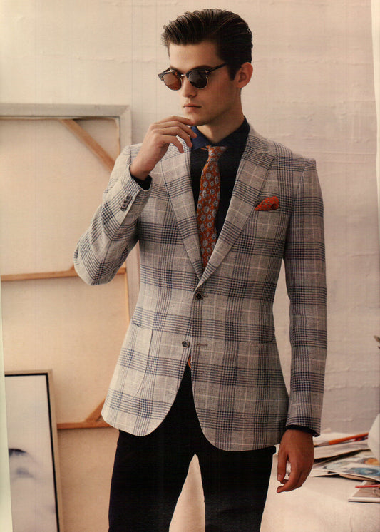 Grey with Blue Windowpane Sports Jacket