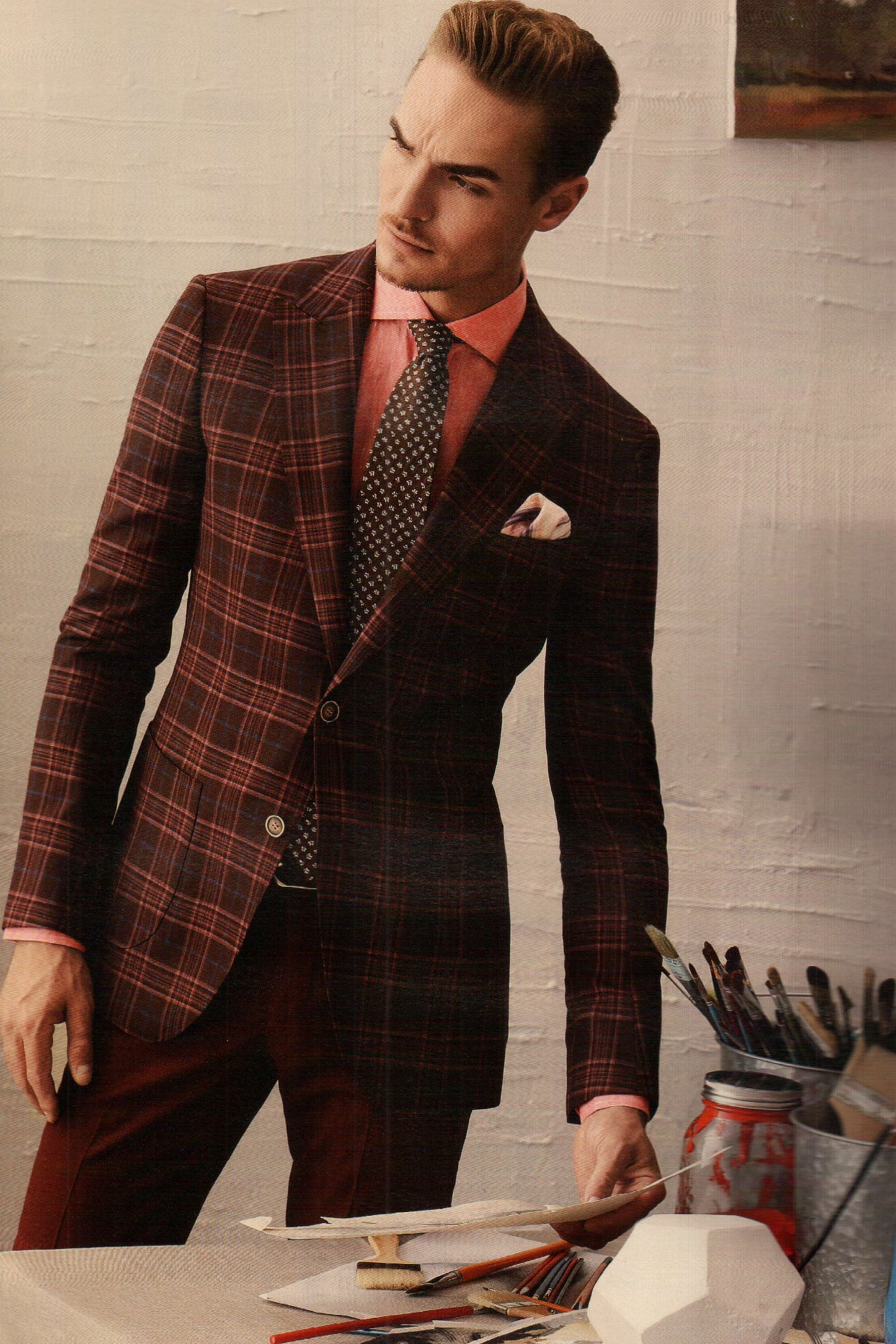 Burgandy with Blue Window Pane Sports Jacket