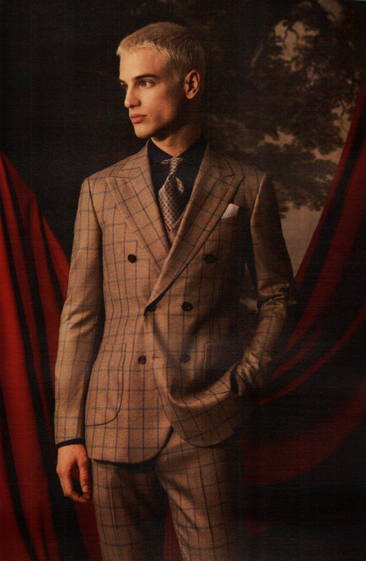 Window Pane Taupe Brown Suit