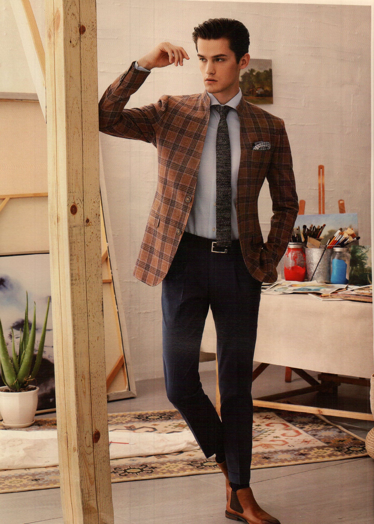 Solid Windowpane Solid Suit