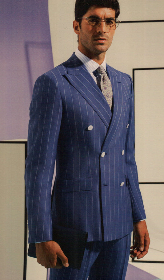 Blue with Tonal Pencil Stripe Suit