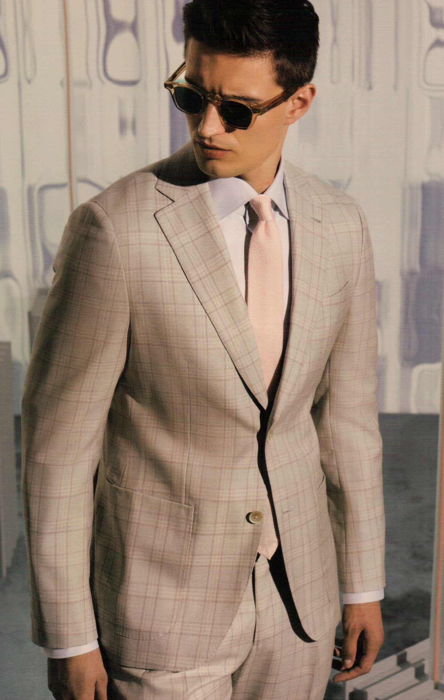 Beige Window Pane Custom Suit