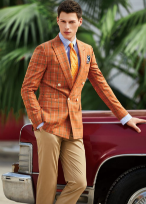 Orange Windowpane Custom Sports Jackets