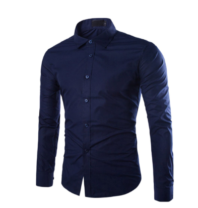 Custom Solid Navy Blue Shirt